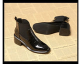 Short Boots 2023 Spring And Autumn Mirror Chelsea Boots Fashion Thick-Heeled Chic Martin Boots British