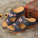 Breakj Summer New Women's Shoes Hollow Flowers Embroidered Sandals Slopes And Large-Size Women's