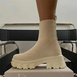 Shoes Woman Boots Sock Boots Women's Thick-soled Short Tube Breathable Plus Size 43 Boots Platform Booties