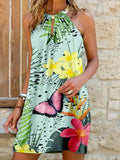 Sexy Off Shoulder Halter Mini Dress Lady New Fashion Print Shift Pullover Dress Party Beach Dress 2022 Casual Commuter