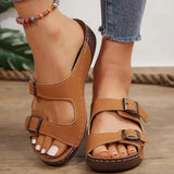 Breakj New Platform Slippers Women's Shoes Large Size Recreational Platform One-Line Buckle Casual Slippers Summer Beach