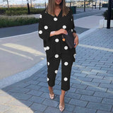 ZANZEA Fashion Urban Tracksuits Trouser Suits 2PCS Casual Pant Sets Women Summer Polka Dot Printed Matching Sets Two Piece