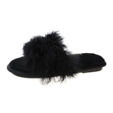 Slippers Women Wear Fashionable 2024 New Fashion Shoes Ostrich Hair Flat-Soled Korean Open-Toed