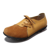 Shoes 2021 Spring Genuine Leather Moccasins Flats Shoes Woman Lace-Up Casual Ladies Driving Shoes Plus