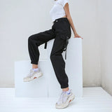 Streetwear Cargo Pants Women Casual Joggers Black High Waist Loose Female Trousers Korean Style Ladies Pants