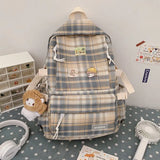 2022 Women Backpack Japanese Plaid Backpack Korean Large capacity Students schoolbag Campus Stripe Fashion girl School