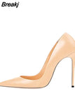 High Heels Women Shoes Pumps 12 cm Stilettos Shoes For Women PU Leather Wedding Shoes brown nude black YG001