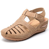 Summer Vintage Wedge Sandals Buckle Casual Sewing Women Shoes Female Ladies Platform Retro Sandalias Plus