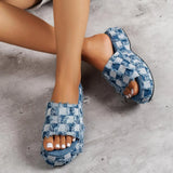 Women's Shoes Summer New Slope And Thick Bottom Beggar Beach Shoes Wearing Denim