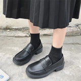 School Girl Black Loafers Mary Jane Shoes low heel women shoes vintage harajuku shoes LOLITA Shoes JK Uniform