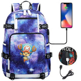 Anime ONE PIECE Schoolbag USB Charge backpack plugged into the headset cord backpack for boys and girl men women travel