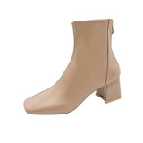Boots 2023 New Women's Boots Winter Head Back Zipper Short Boots Women's Thick Heels Children's