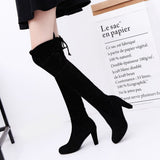 Breakj New Long Boots Over The Knee Boots Round Head Frosted Skin Thick And High Boots Long Boots