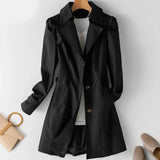 New Autumn Women Khaki Long Trench Coat Casual Female Streetwear Slim Fit Korean Style Windbreaker Single Breasted