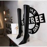 Brand women boots Elegant high heels Thigh high boots Autumn Winter Bling Knitting stretch Slim Over the knee boots