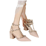 2024 Pointed Riveted Shoes Pointed Baotou Roman Sandals Women Wear Fashionable And Comfortable Retro
