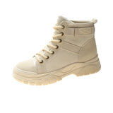 Breakj Boots Women Spring 2023 New High-Top Canvas Shoes British Style Breathable Thin Ankle Boots Ties With Work