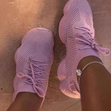 Autumn Sneakers Women's Mesh Flats Shoes Woman Lace Up Casual Female Shoe Comfort Candy Color Solid Ladies Plus Size
