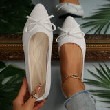 Large-Size Bow Flying Flat Sole Women's Knitted Sharp Slacker Boat