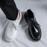 Breakj 2023 New Platform Increased Large-Size Overalls Round Head Men's Shoes 45 Fashion Versatile Small Leather Shoes 46