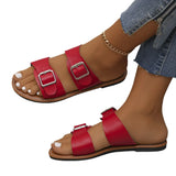 Buckle Flat Bottom Slipper Female 04 New Toe Beach Cold