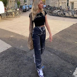 Brown Gray Tie Dye Print Harajuku Jeans Women Casual Skinny High Waist Pants Ladies Streetwear Denim Trousers Hip