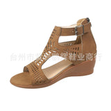 Breakj Spring And Summer New Shoes Large-Size Women's Shoes Coarse Heel Heel Shoes Hollow Fish Mouth Sandals