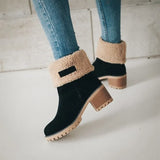 Breakj 2025 Autumn And Winter Mid-Boul Thick Heel Overslip Snow Boots 43-Yard Cotton