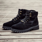 Men's Fashion British Style Winter Short Boots All-match High-Top Shoes Men's Mid-Top Tooling Boots Leather