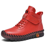 Add Down Warm Martin Boots Female British Fashion Versatile Velcro Casual High Top Cotton Boots Plus