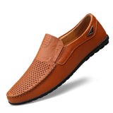 Men Shoes Casual Luxury Brand Summer Mens Loafers Genuine Leather Moccasins Hollow Out Breathable Slip on Driving