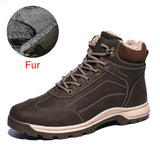 Classic Winter Warm Men Boots Split Leather Outdoor Snow Boots Handmade Waterproof Working Non-slip Ankle