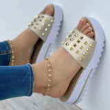 Summer Slope Heel Willow Nail Slippers Women's Flat-Bottomed Fish Mouth Sandals With Large Size
