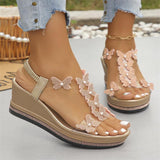 Breakj Summer New Large-Size Women's Sloping Sandals Bow Set Pine Cake Water Drill Bottom Fish Mouth