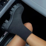 Winter New Couple Socks Shoes Women Thick-soled Casual Large Size Net Red Stretch Fabric Knitted Short Boots Women