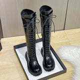 Knee Boots Female Knight Boots Tube Martin Boots Female 2024 New Spring And Autumn Winter Thick Bottom Boots Locomotive