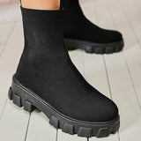 Ankle Boots Platform Knitted Ladies Autumn Socks Boots for Women Fashion Female Booties Plus Size High Heel Boot