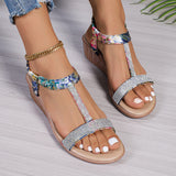 Breakj 2024 Bohemia New Wedge Diamond Fish Mouth Sandal Women's Plus Size Women's