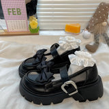 Lolita shoes sweet bow thick heel platform shoes elegant Mary Jane Japanese JK uniform high heels college girls women's