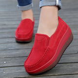 Autumn Shoes Woman Platform Women Shoes Cow Suede Leather Flats Thick Sole Women's Loafers