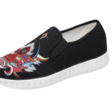 Breakj Men's Shoes Embroidered Korean Cloth Shoes Social Embroidery Flower Bean Shoes Lazy Tide Sail Flat Cloth