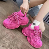Breakj Broadcast Thick Platform Sports Shoes Female Breathable Net Cloth Dad Shoes Four Seasons Increased Comfortable Student