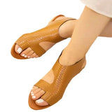Breakj Flat Sandal Women's Summer Crocodile Pattern Round Toe Soft Sole Casual Plus Size Women's