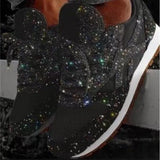 Casual Shoes Fall 2023 New Sequins With Breathable Rhinestone Thick Sole Student Large Size Women's