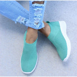 Air Mesh Sneakers Stretch Knitted Autumn Flat Shoe Spring Breathable Casual Walking Vulcanize Shoes Female Plus