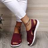 Breakj Summer New Women's Sandals Large-Size Breathable Elastic Fly Weaving Flat Bottom Casual Women's
