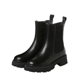 Genuine Leather Ankle Boots Real Wool Fur Woman Boots Platform High Heel Short Boots Zip Chunky Heel Female Shoes