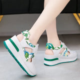 Breakj Spring And Summer New Breathable Hollow Out Mesh Sports Sandal Wedge Flat Single Shoes Increased Baotou Women's