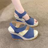 Breakj Women's Sandals 2025 Summer New Thick-Bottomed Large Cloth Fish Mouth With High