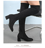 Designer Brand Luxury Women Shoes 2020 Lady Boots Suede Elastic Boots Women's Round Toe Sexy Over The Knee